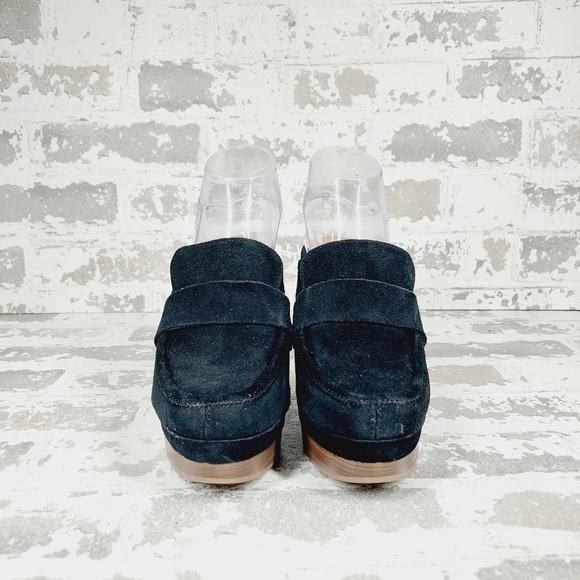 New Splendid Vina Black Suede Block Heel Platform Loafers V469 - Picture 6 of 12